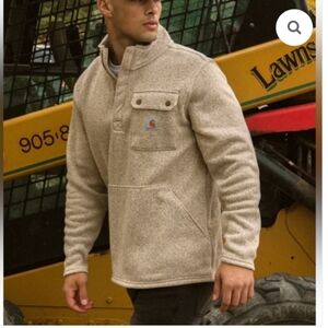 NWT Carhartt Men's Fleece Sherpa Quarter Zip-up Uprelaxed  Tan Jacket SIZE M